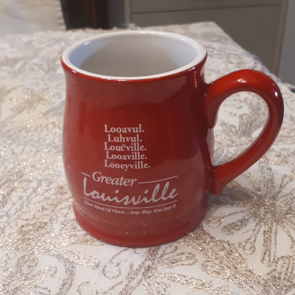 red ceramic Louisville mug